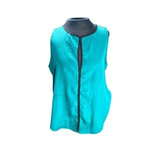 Mossimo Teal Sleeveless Top With Black Trim & Back Zipper